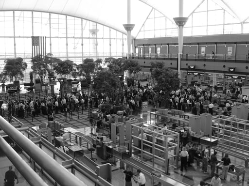 Security wait line at an airport